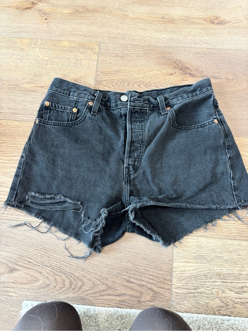 Levi's Black Distressed Cutoff Denim Shorts